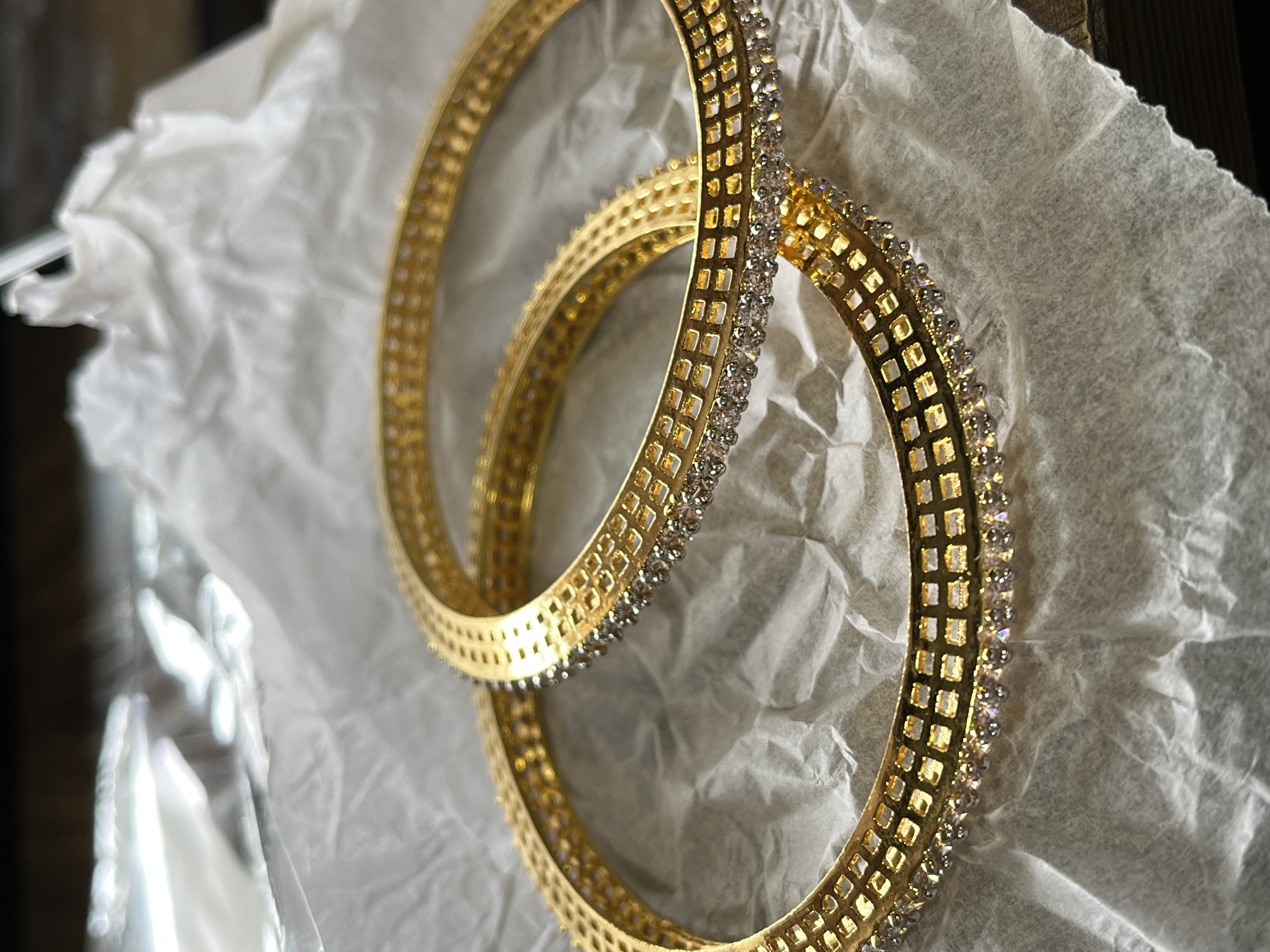 Swarovski studded 22 carats gold sheet bangles
