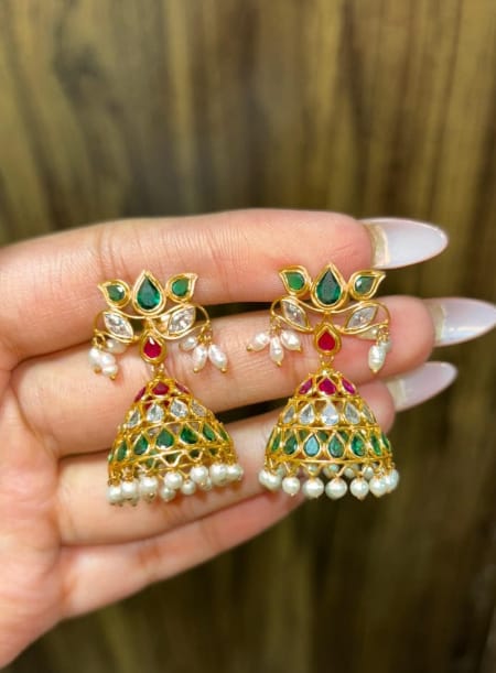 Lotus jhumka earring