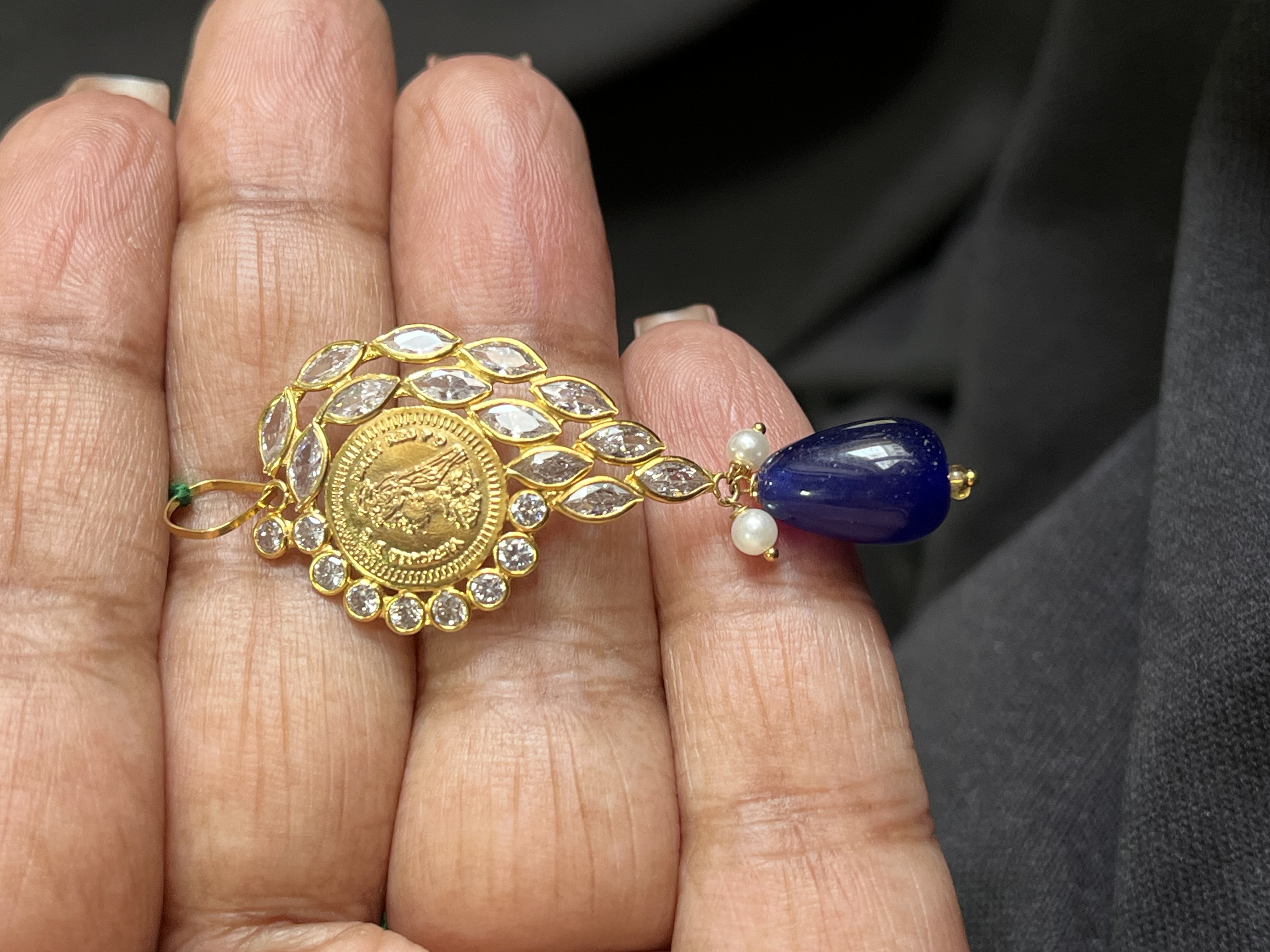 Navy beads ginni pendant