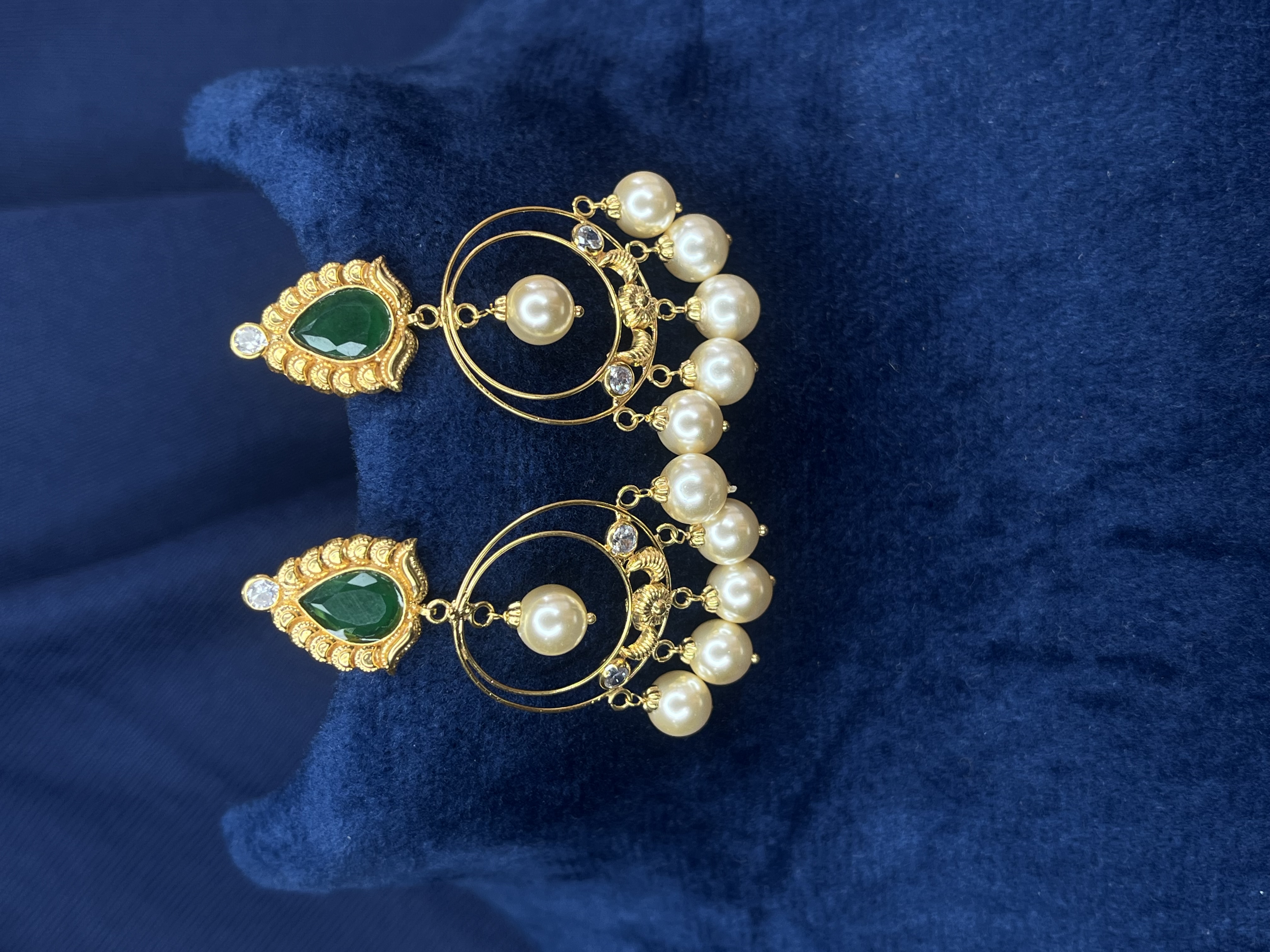 Pearl Emerald Chandbali