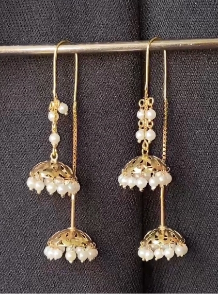 Pearl sui dhaga earrings