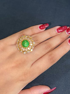 14kt  big size ring with polki | Atharv Jewels