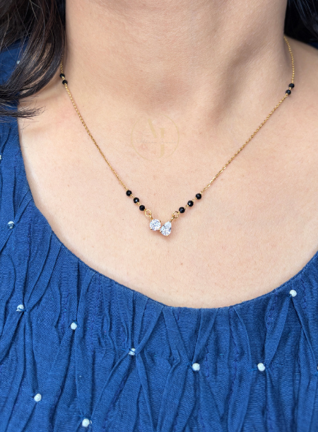 Swarovski pendant Black beads Chain