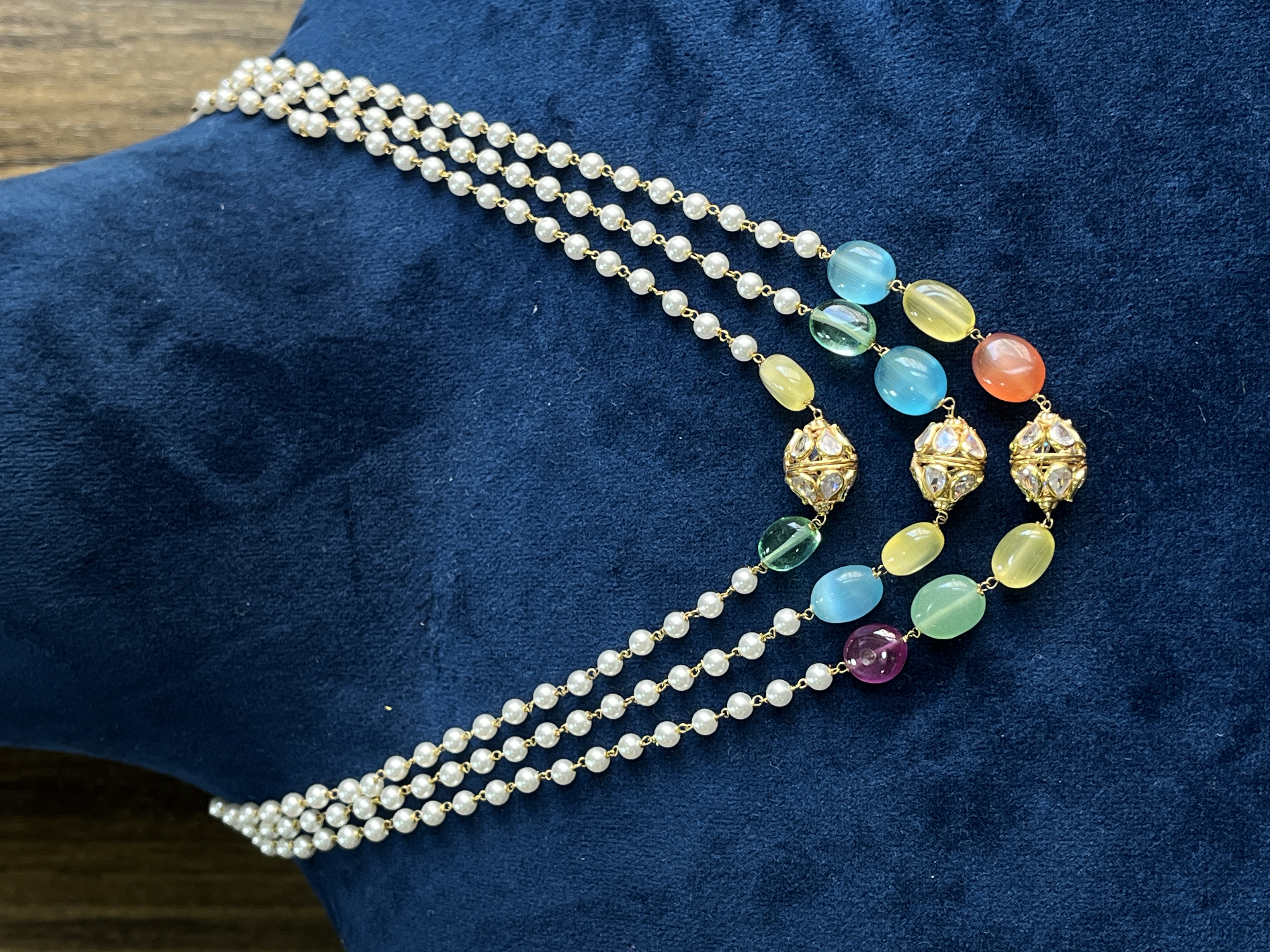 Multi colour Three layer Mala Chain