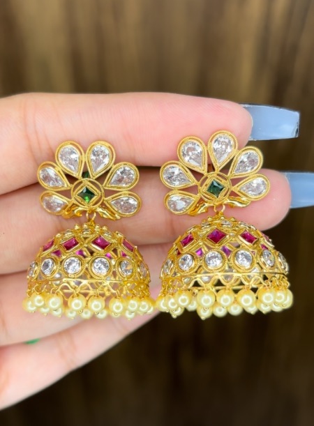 14kt polki Jhumka Earring