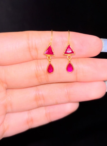 Ruby dangle earring