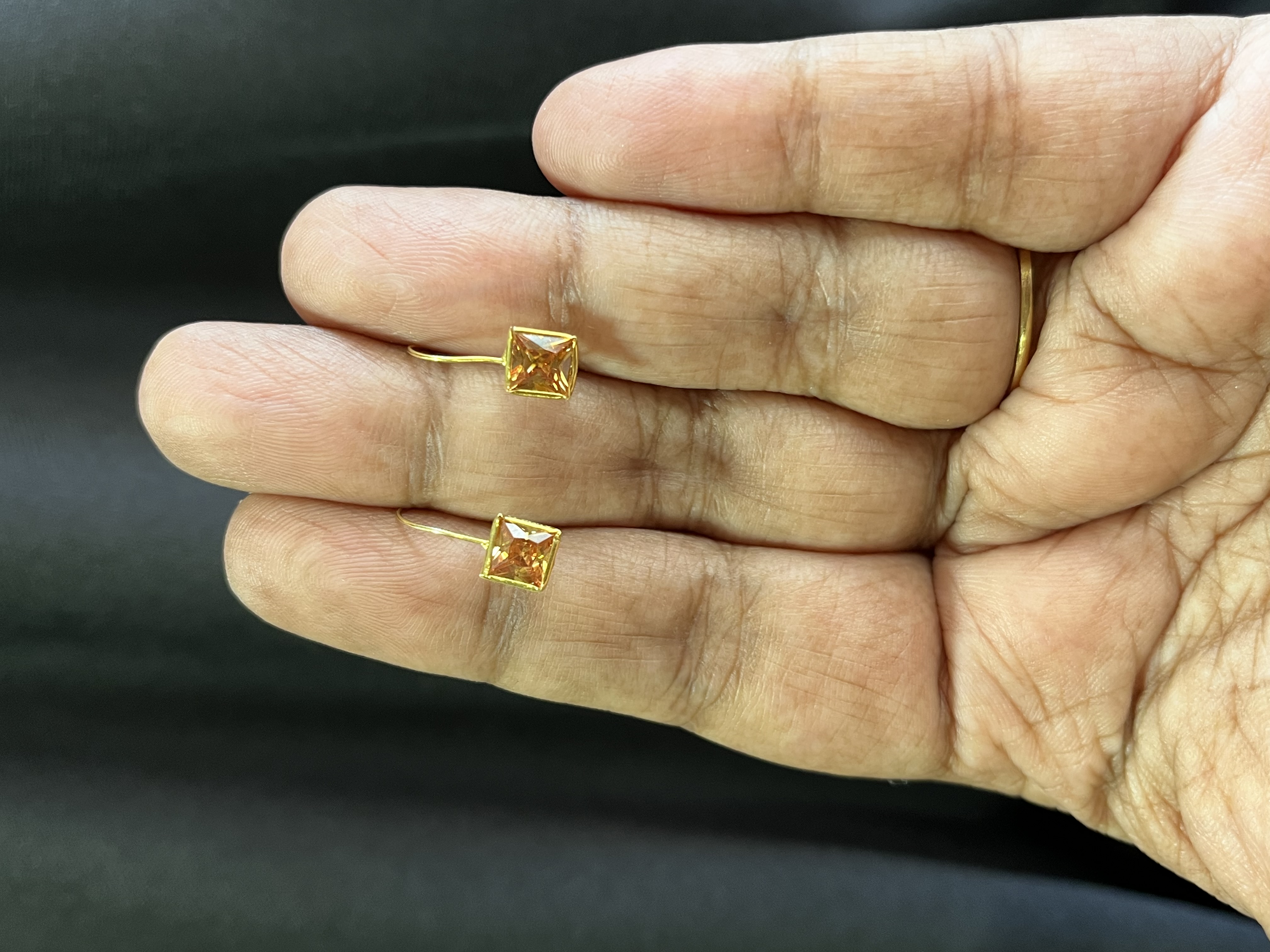 Orange Square pin earrings