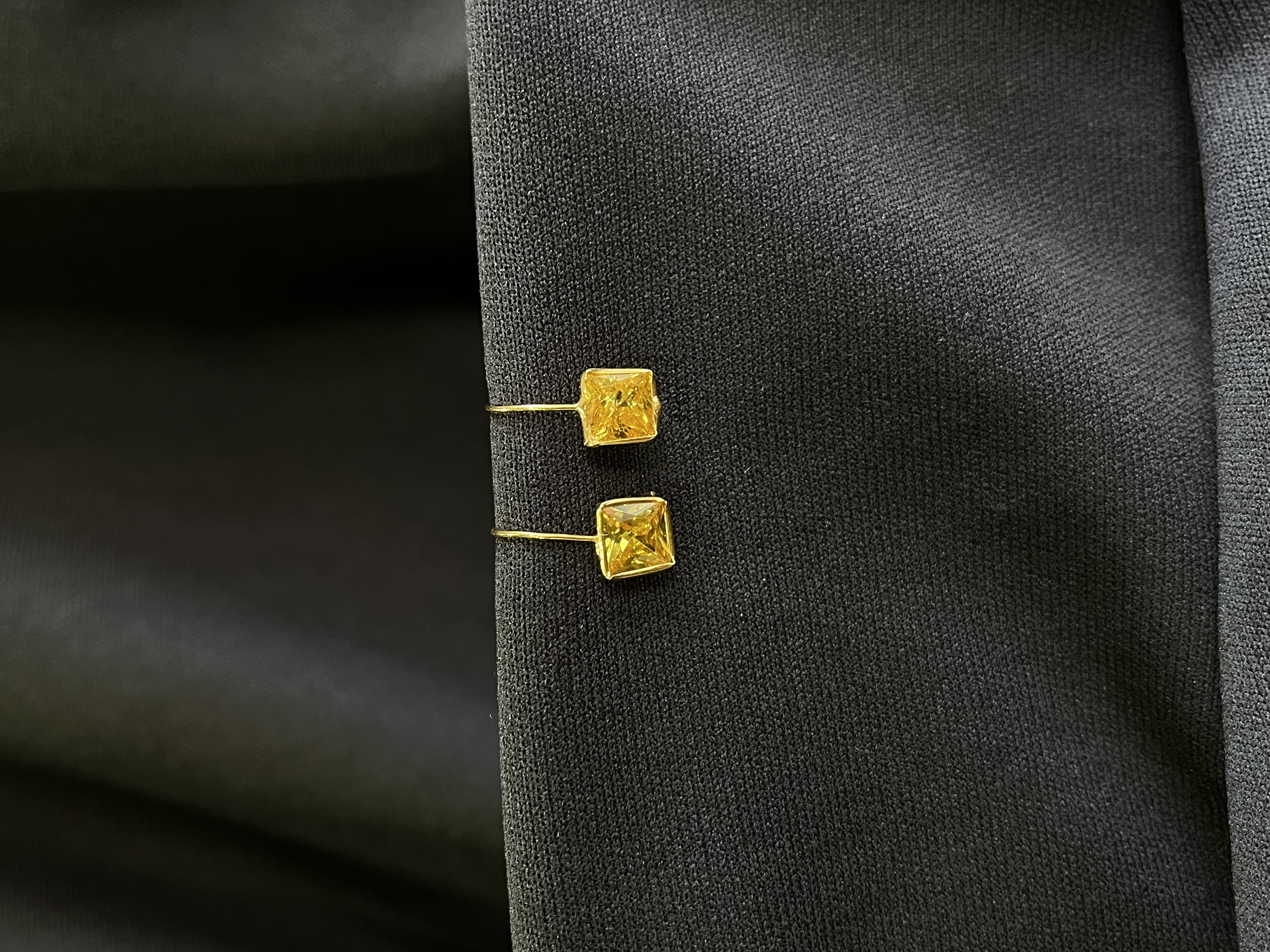 Yellow square pin earrings