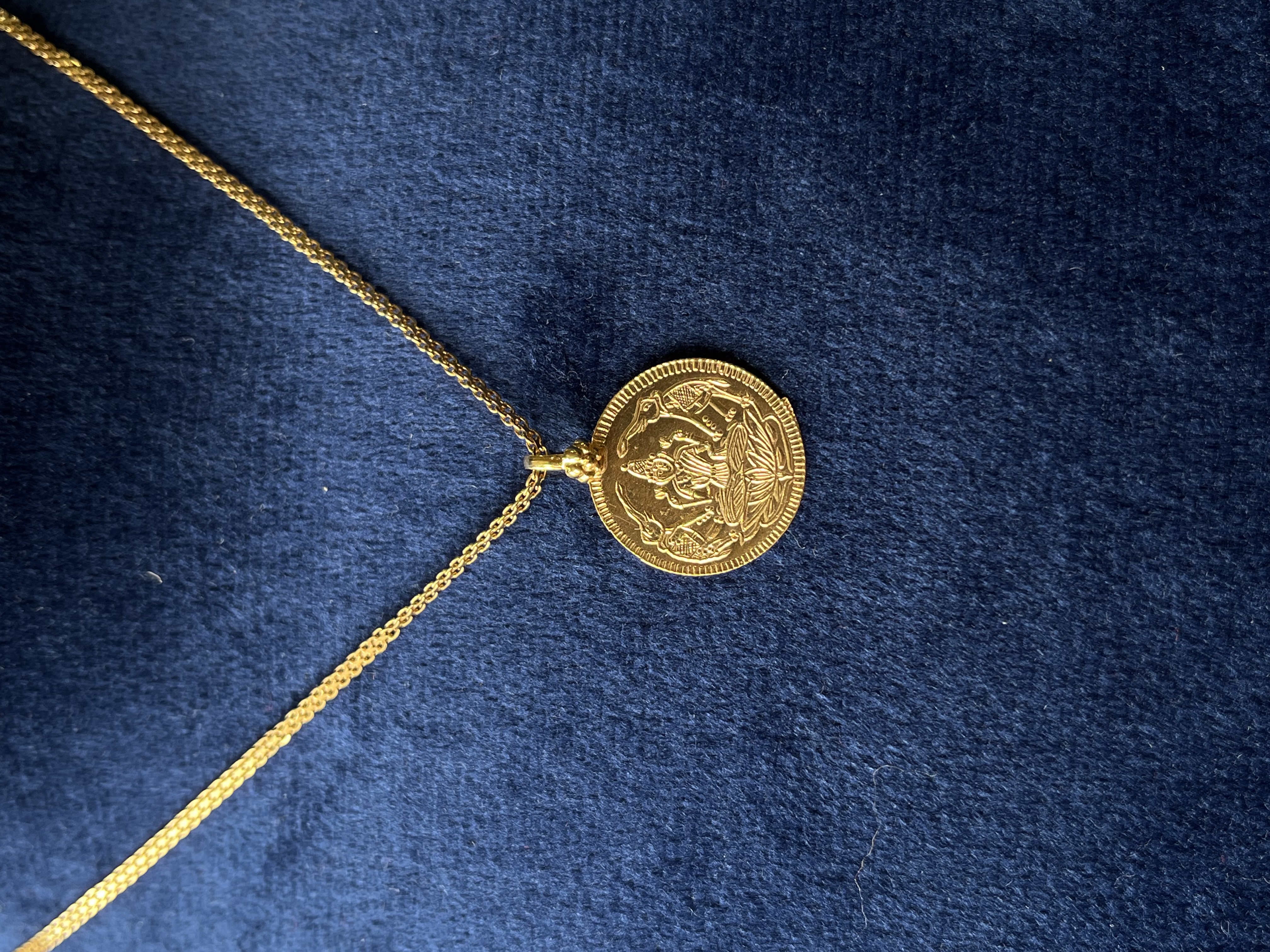 Maa Laxmi gold coin round pendant
