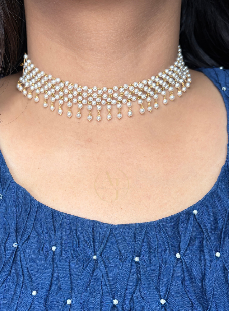 White Pearl Jali Choker