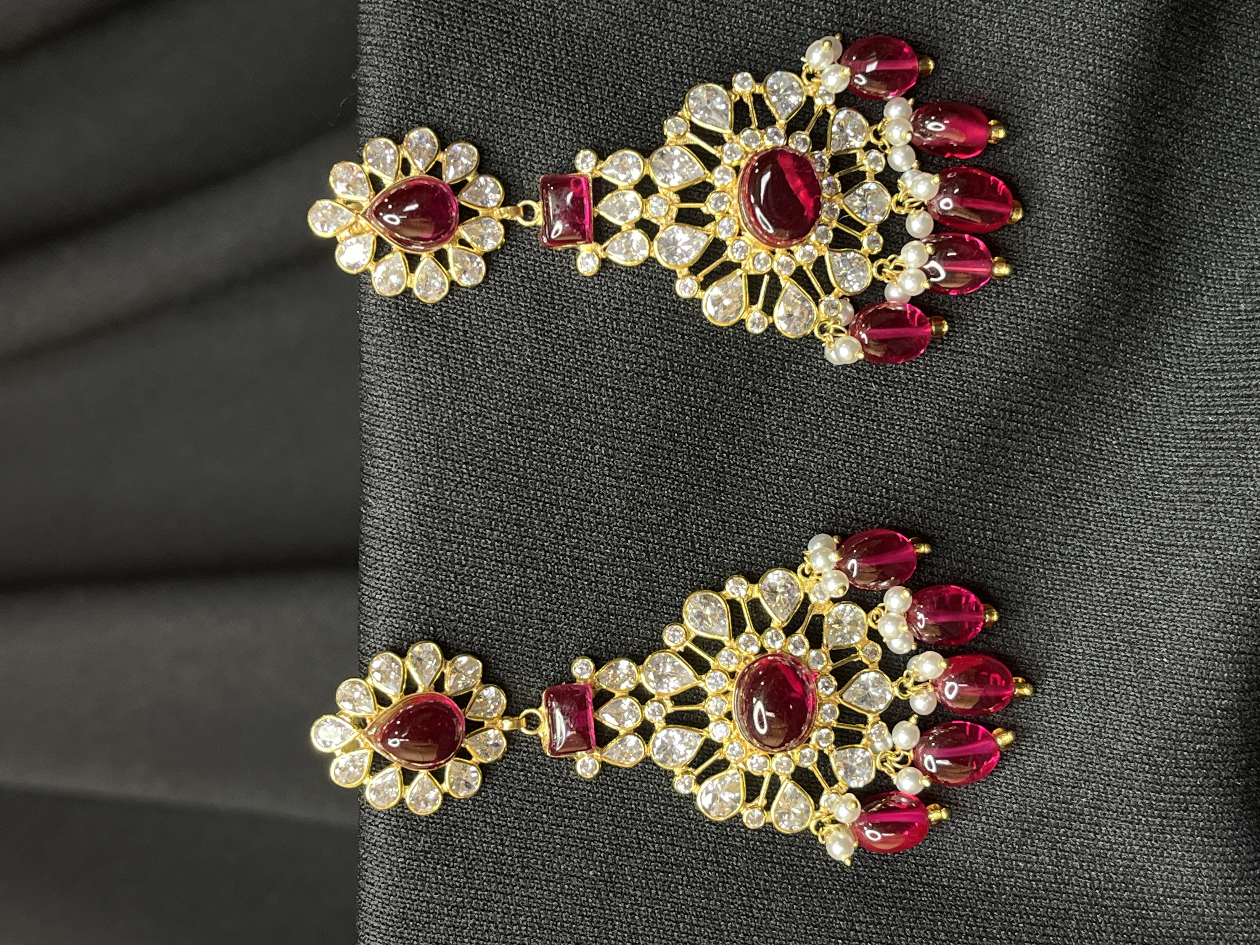 Ruby Red and white Earrings