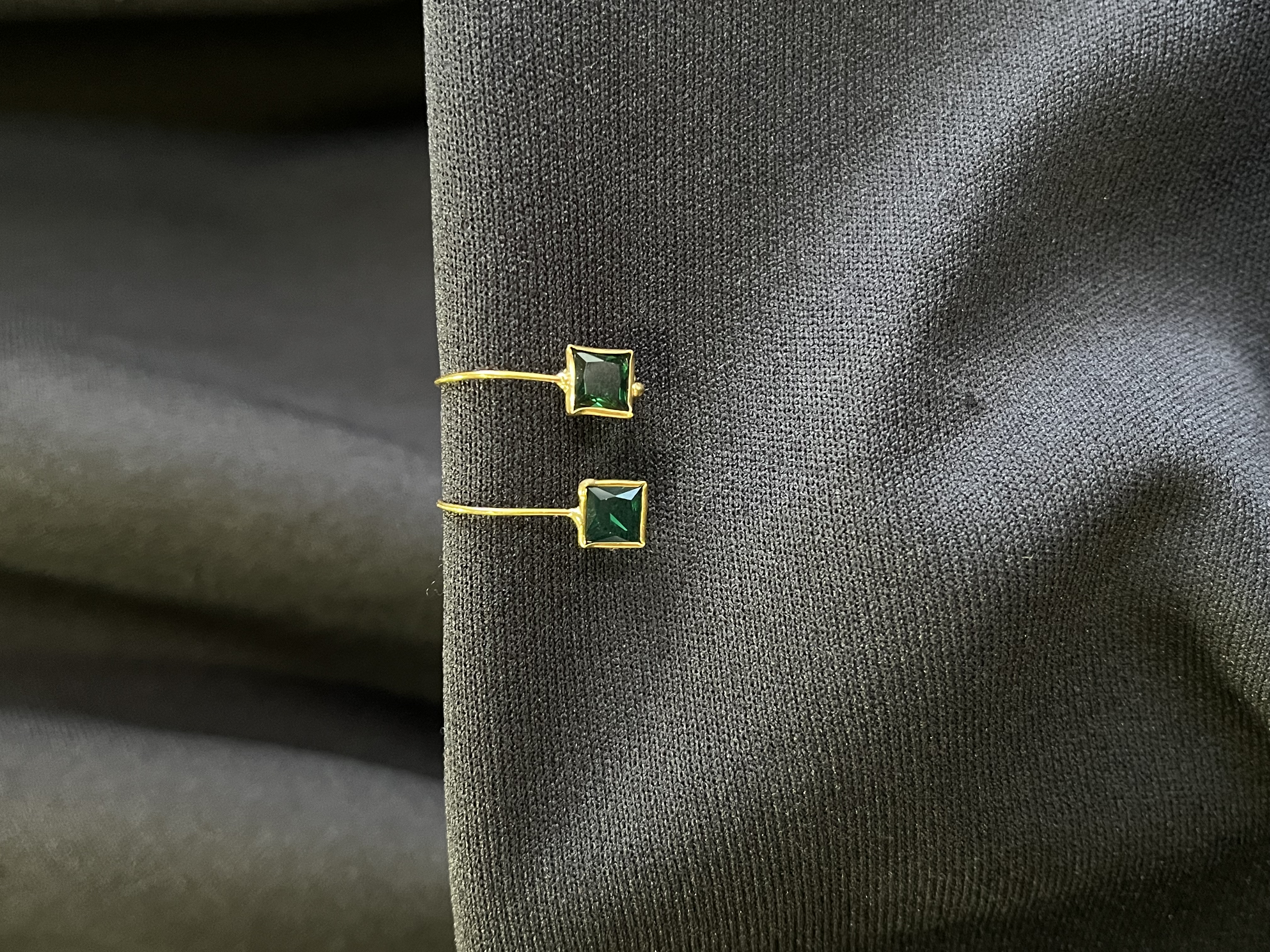 Green square earrings